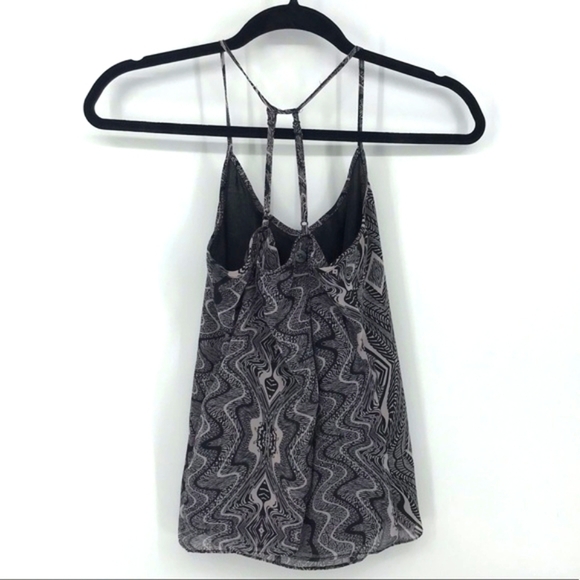 Guess Ruffle Front Open Back  Black Artistic Pattern Tank Top Size XS - Picture 3 of 5